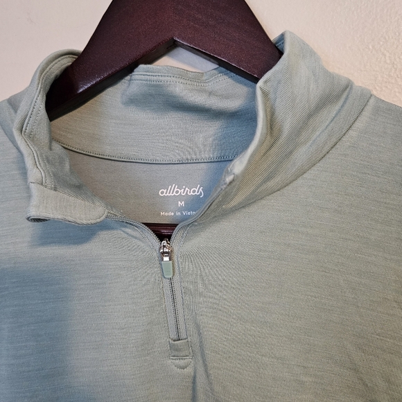 Allbirds Quarter Zip Pullover Natural Run Mid Layer Green Hush Athleisure Casual - Picture 2 of 10